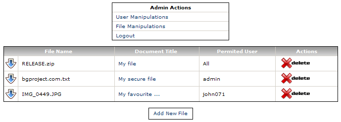 Administration Files Managment Area